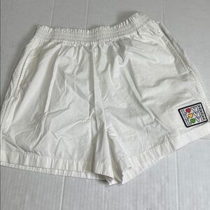Coach White Cotton Love Patch Elastic Waist Shorts Unisex S/M Prode Rainbow NWOT